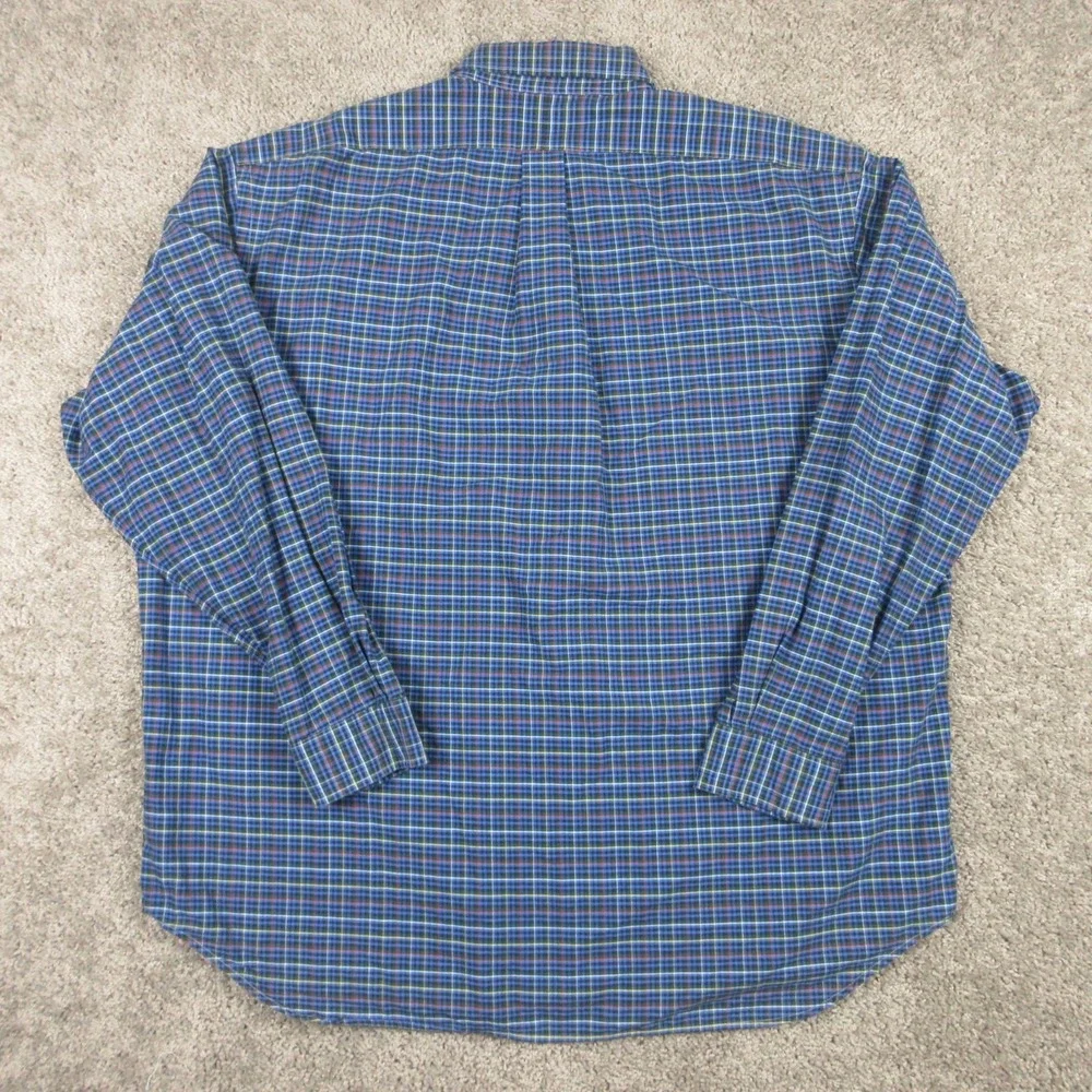 Ralph Lauren Shirt Mens 2XL Blue Plaid Blake Oxford Cloth Pony Logo Button Up